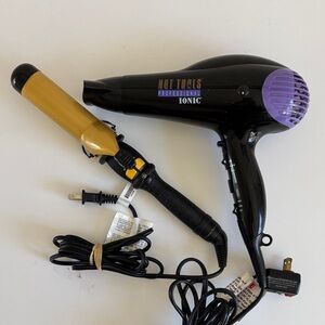 Hot Tools Professional Ionic Hair Dryer and Ceramic Tools Curling Iron Set